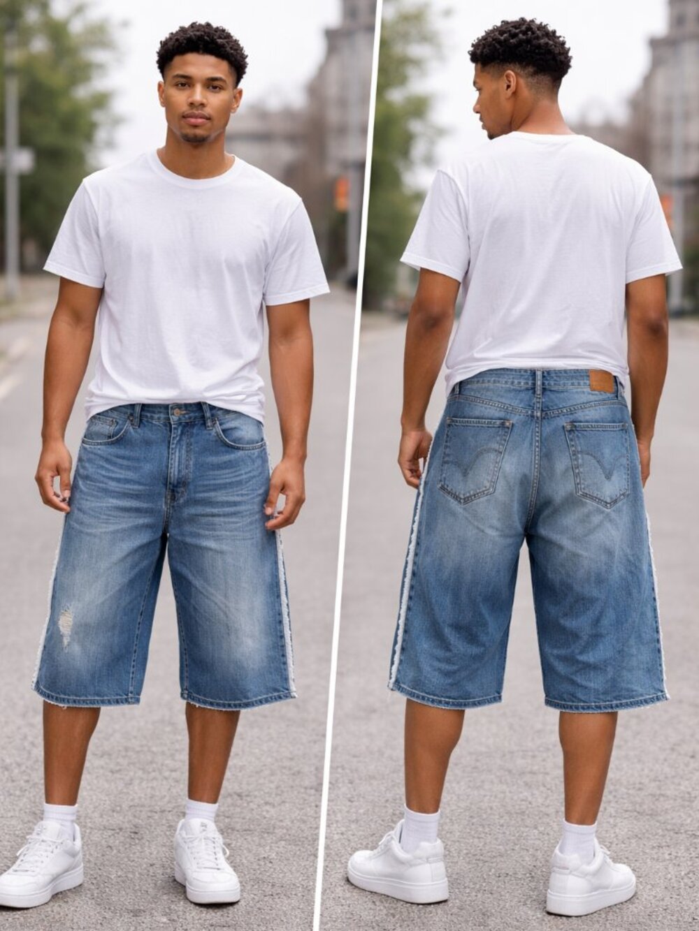 Artful Dodger 1816  Cotton Denim Distressed Blue Jean Shorts 38 waist